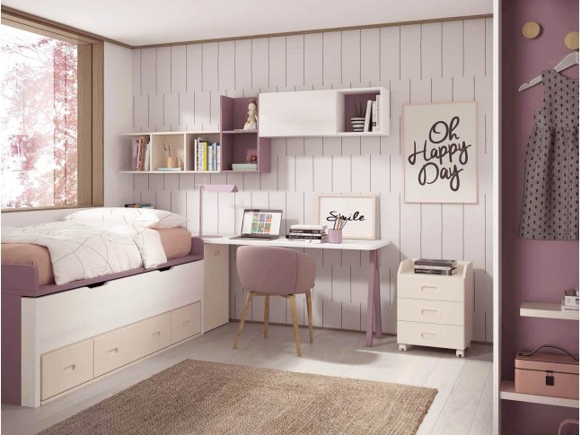 Chambre enfant avec lit gigogne PERSONNALISABLE F012 - GLICERIO EVOLUTION