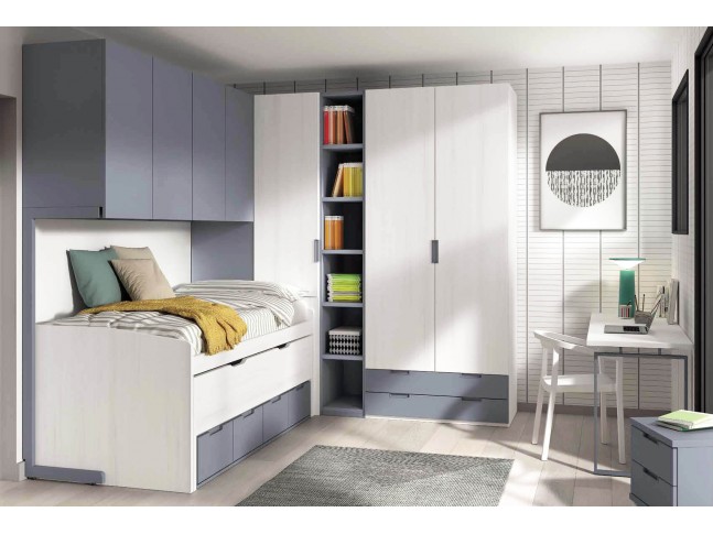 Chambre enfant avec lit gigogne PERSONNALISABLE F014 - GLICERIO EVOLUTION