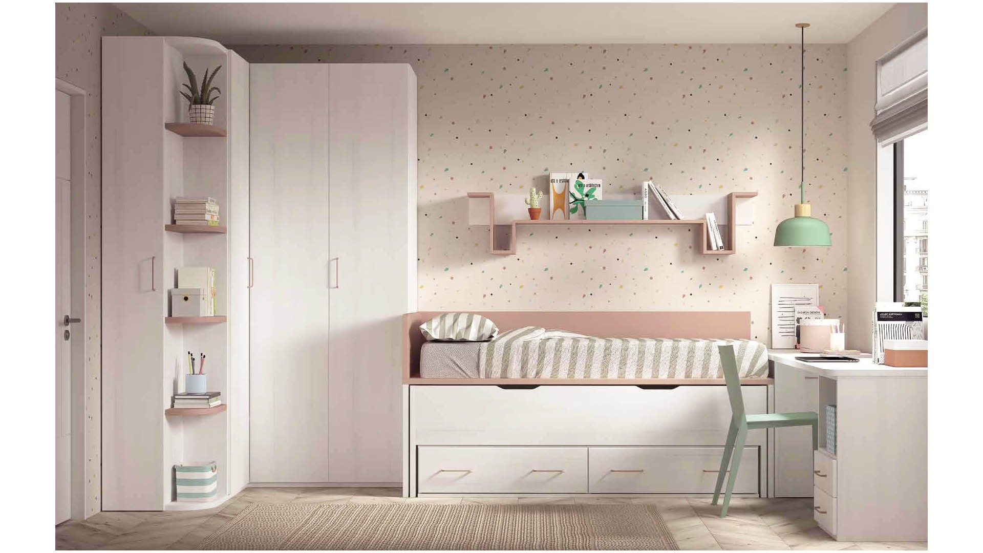 Chambre enfant avec lit gigogne PERSONNALISABLE F018 - GLICERIO EVOLUTION