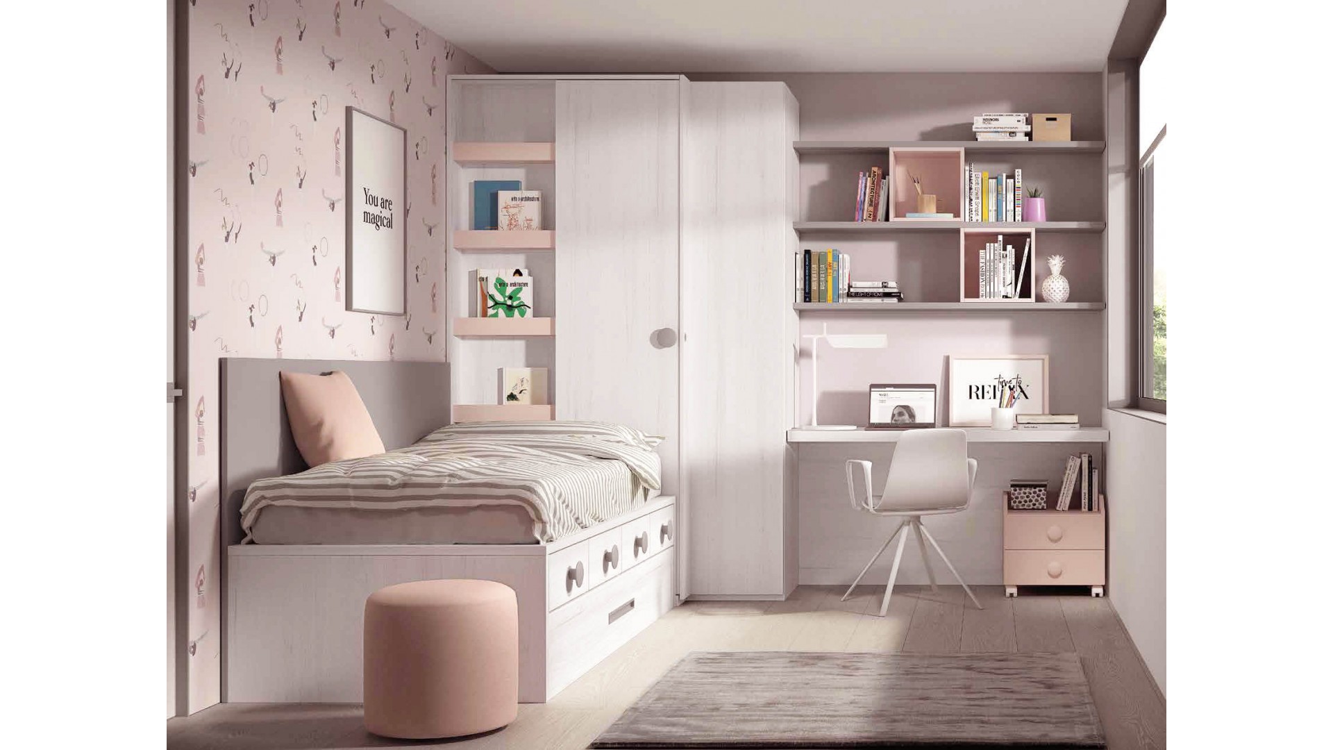 Chambre enfant avec lit gigogne PERSONNALISABLE F020 - GLICERIO EVOLUTION