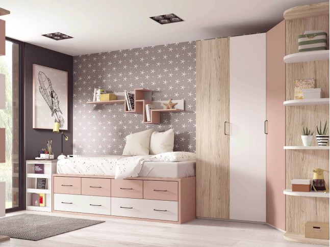 Chambre enfant avec lit 6 coffres PERSONNALISABLE F022 - GLICERIO EVOLUTION