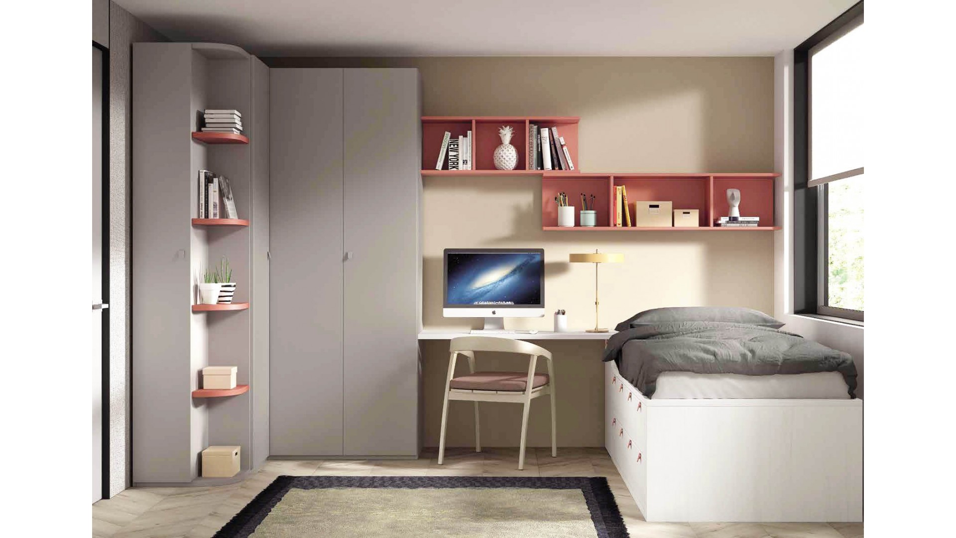 Chambre enfant avec lit 8 coffres PERSONNALISABLE F024 - GLICERIO EVOLUTION