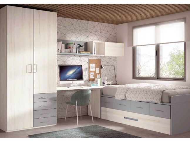 Chambre enfant avec lit gigogne PERSONNALISABLE F025 - GLICERIO EVOLUTION