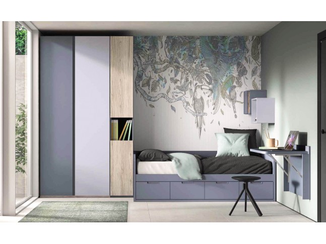 Chambre enfant avec lit bas 4 coffres F101 - GLICERIO EVOLUTION