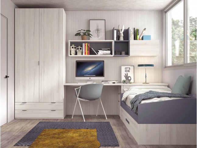 Chambre enfant avec lit gigogne PERSONNALISABLE F102 - GLICERIO EVOLUTION