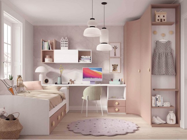 Chambre enfant avec armoire courbe F105 - GLICERIO EVOLUTION