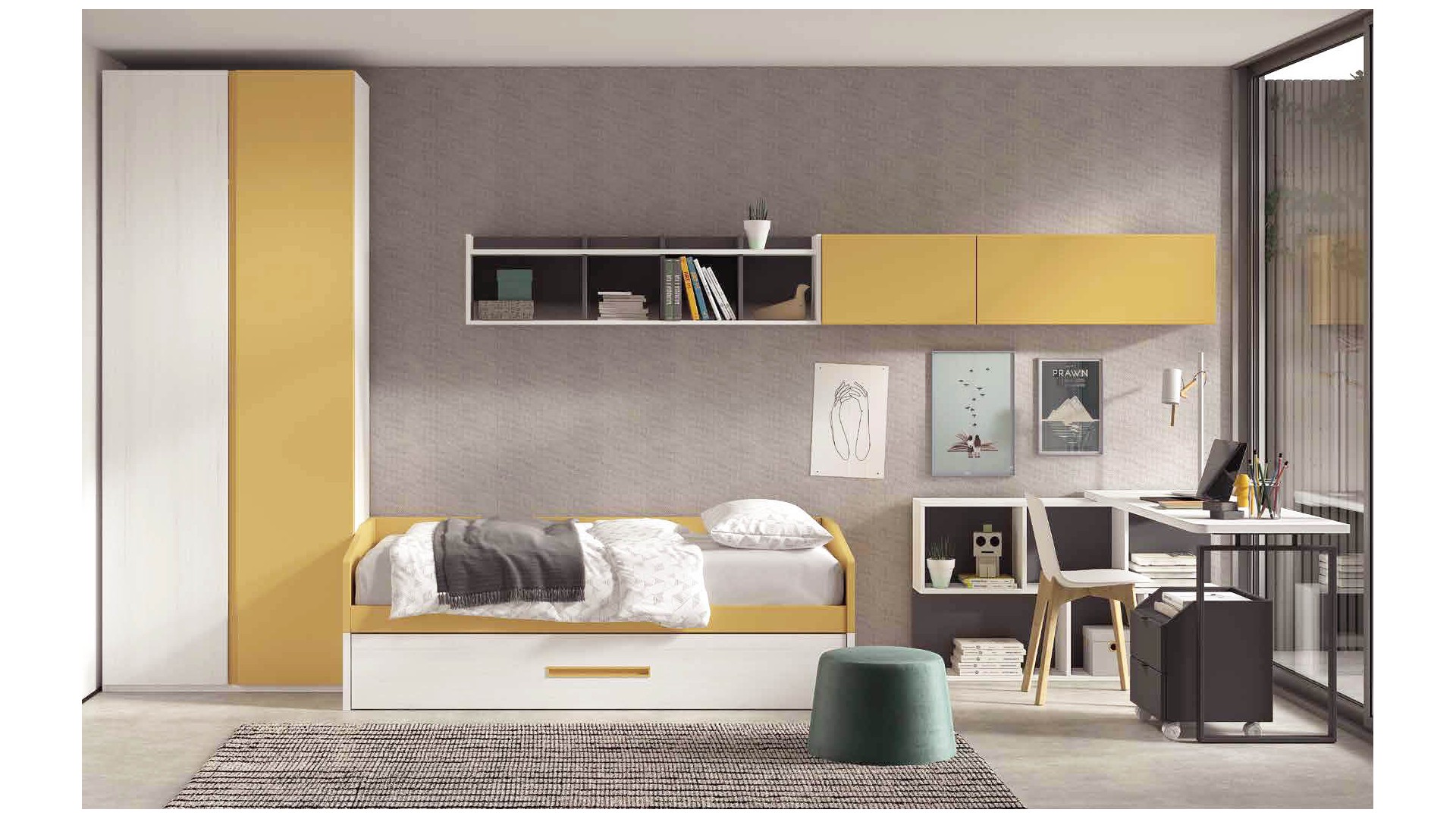 Chambre enfant avec lit gigogne F107 - GLICERIO EVOLUTION