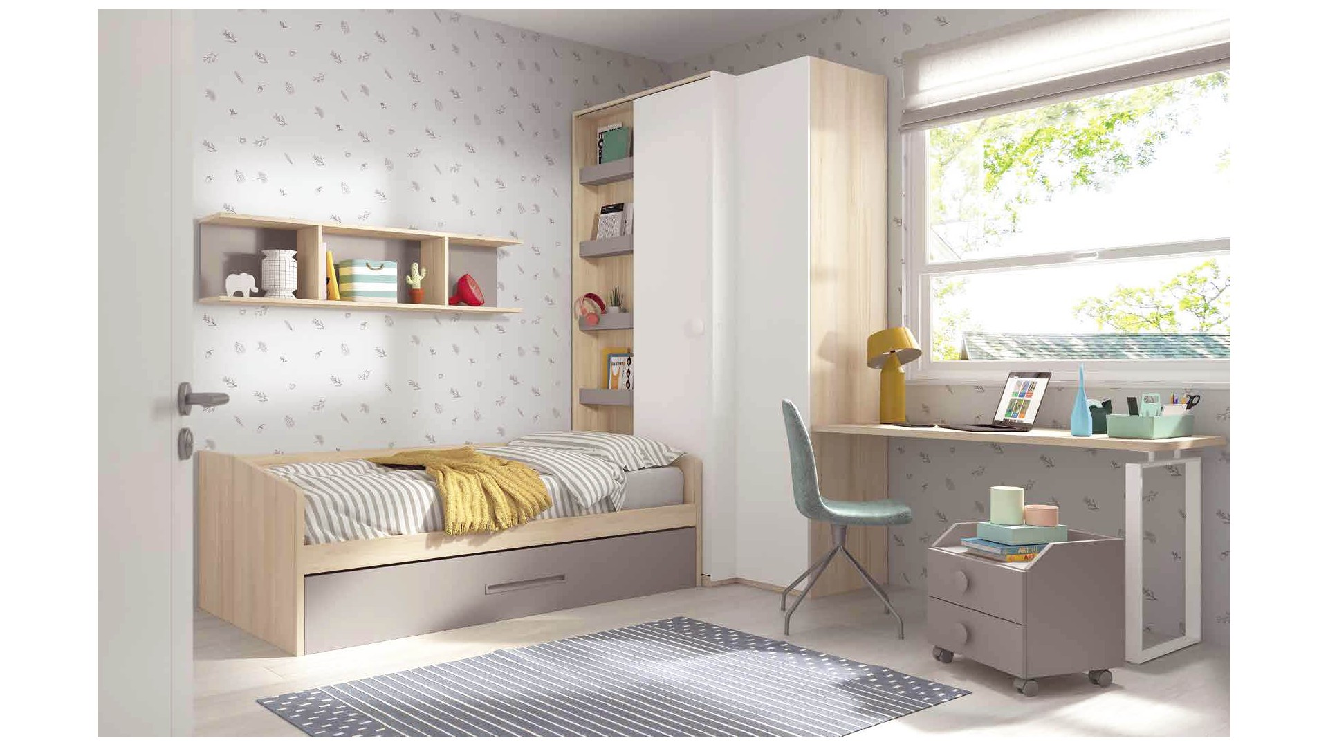 Chambre enfant avec lit gigogne F113 - GLICERIO EVOLUTION