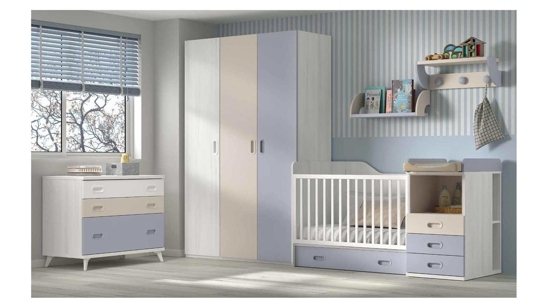 Chambre bébé évolutive avec rangement PERSONNALISABLE F312 - GLICERIO
