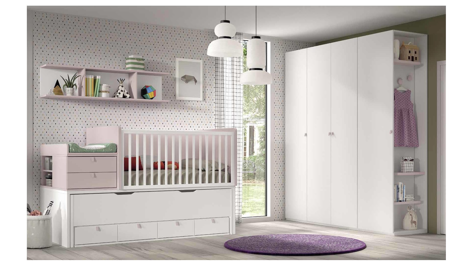 Chambre bébé évolutive avec lit gigogne F313 - GLICERIO