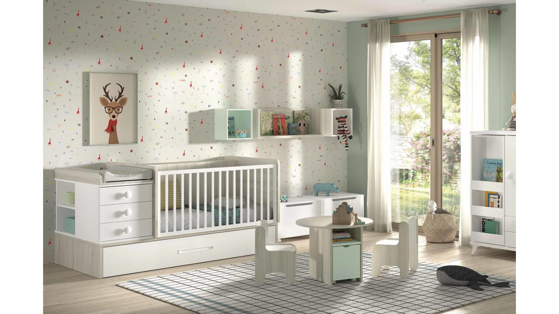 Chambre bébé avec lit évolutif F314 - GLICERIO