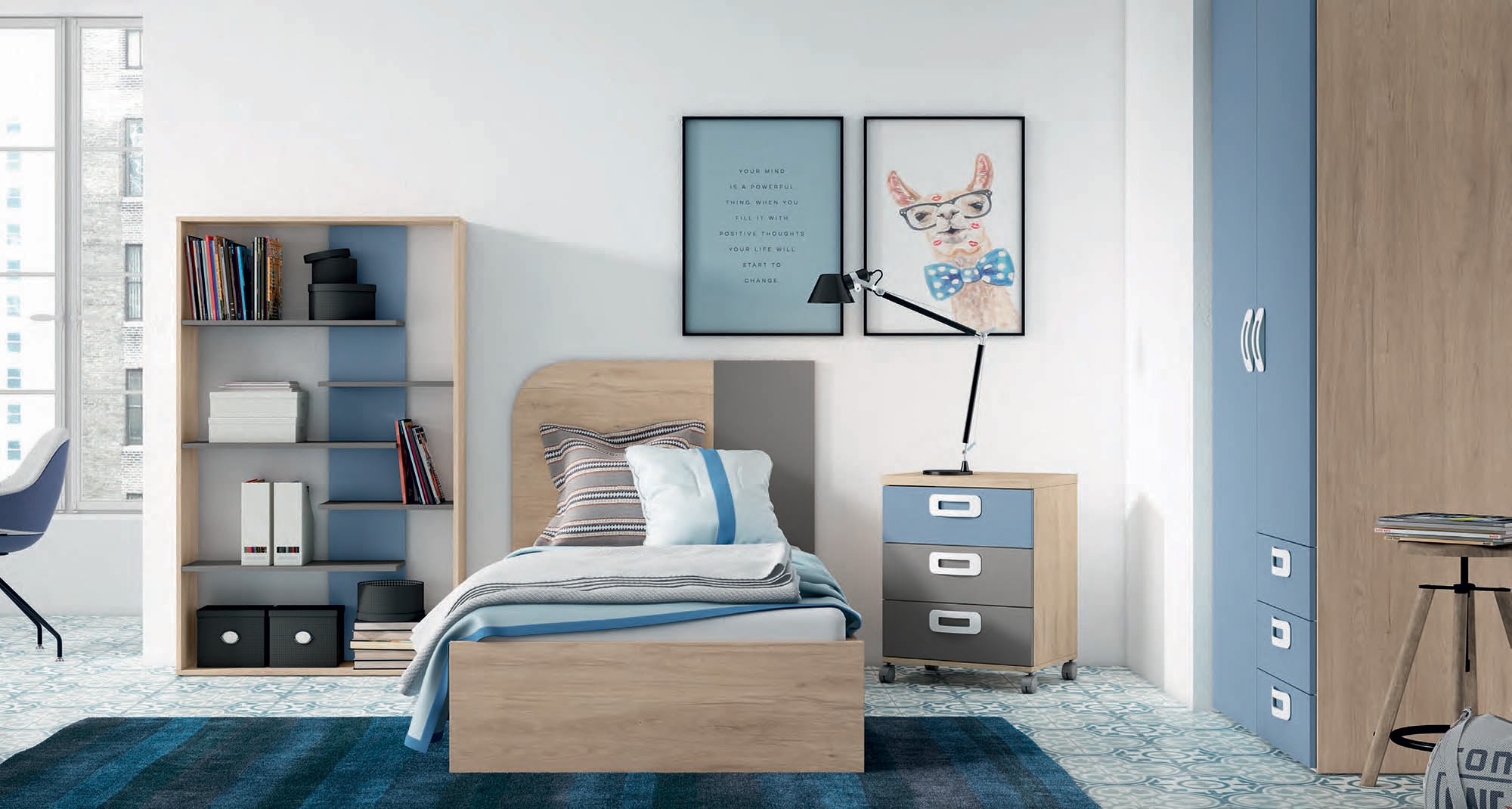 Chambre enfant avec lit 90 x 190 cm et rangements - EXOJO - SO NUIT