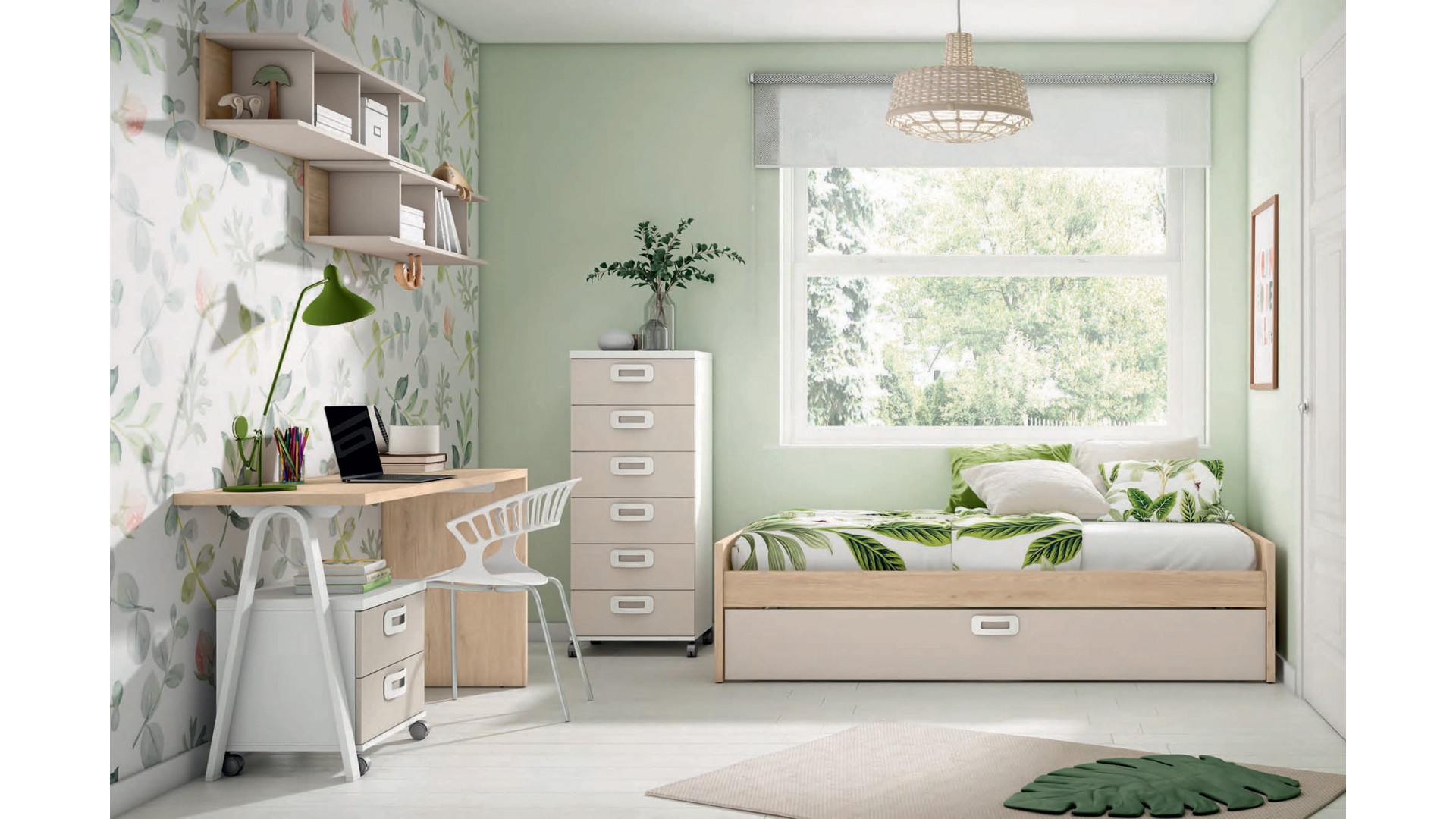 Chambre enfant avec lit gigogne & bureau J03 - EXOJO