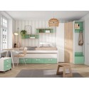 Chambre enfant avec lit gigogne, bureau et rangements J14 - EXOJO