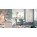 Chambre enfant garçon avec lit gigogne & bureau J018 - EXOJO