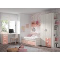 Chambre enfant fille avec lit gigogne & bureau J019 - EXOJO