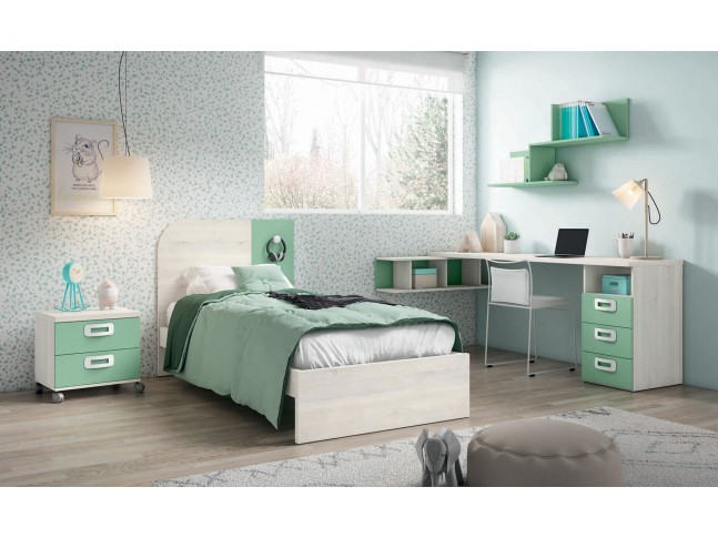 Chambre enfant bicolore avec bureau  J20 - EXOJO