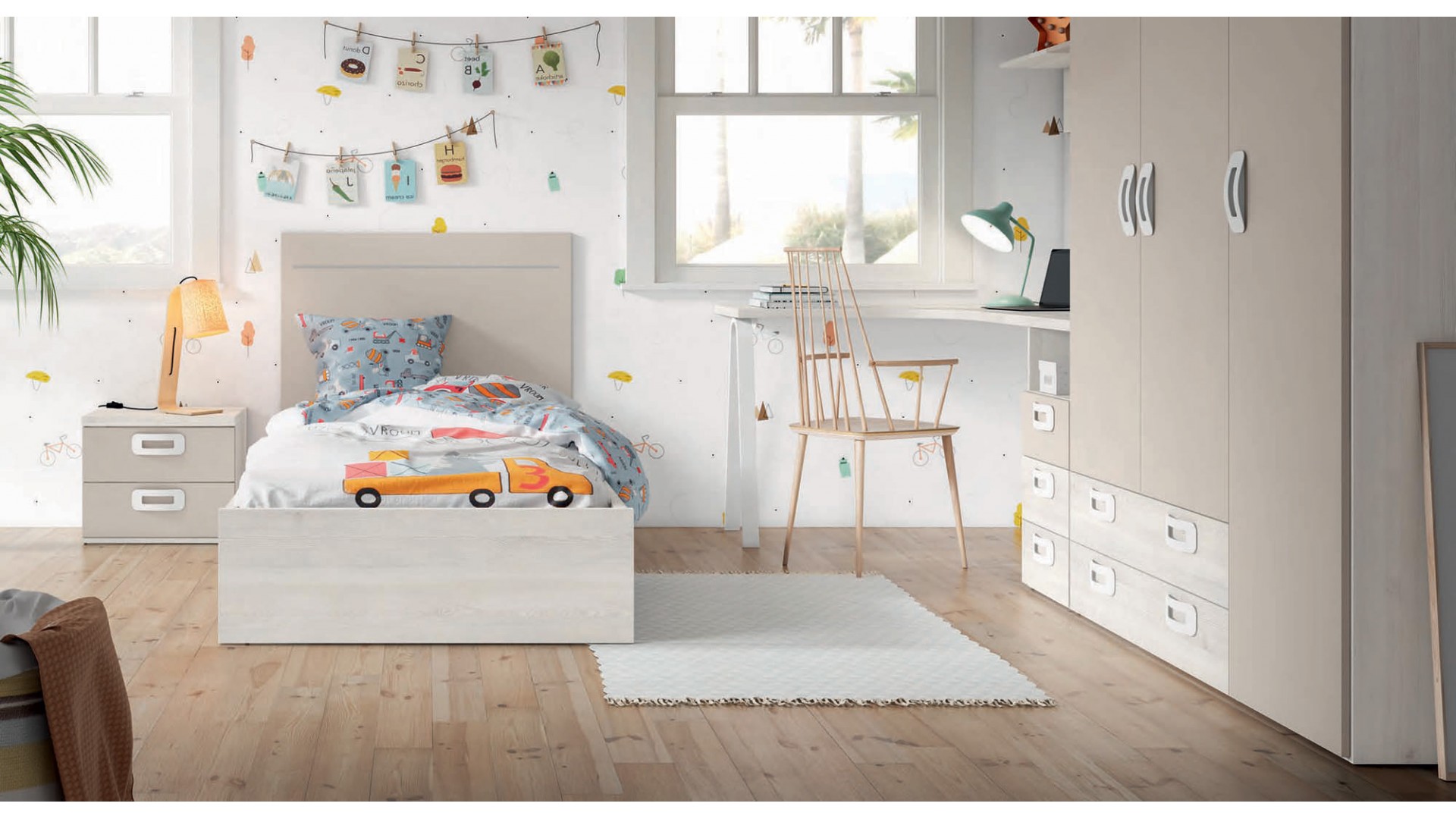 Chambre enfant avec bureau et armoire  J23 - EXOJO