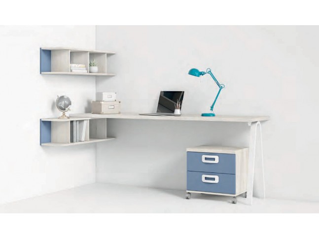 Bureau de 202 cm avec bas 2 tiroirs Z06 - EXOJO