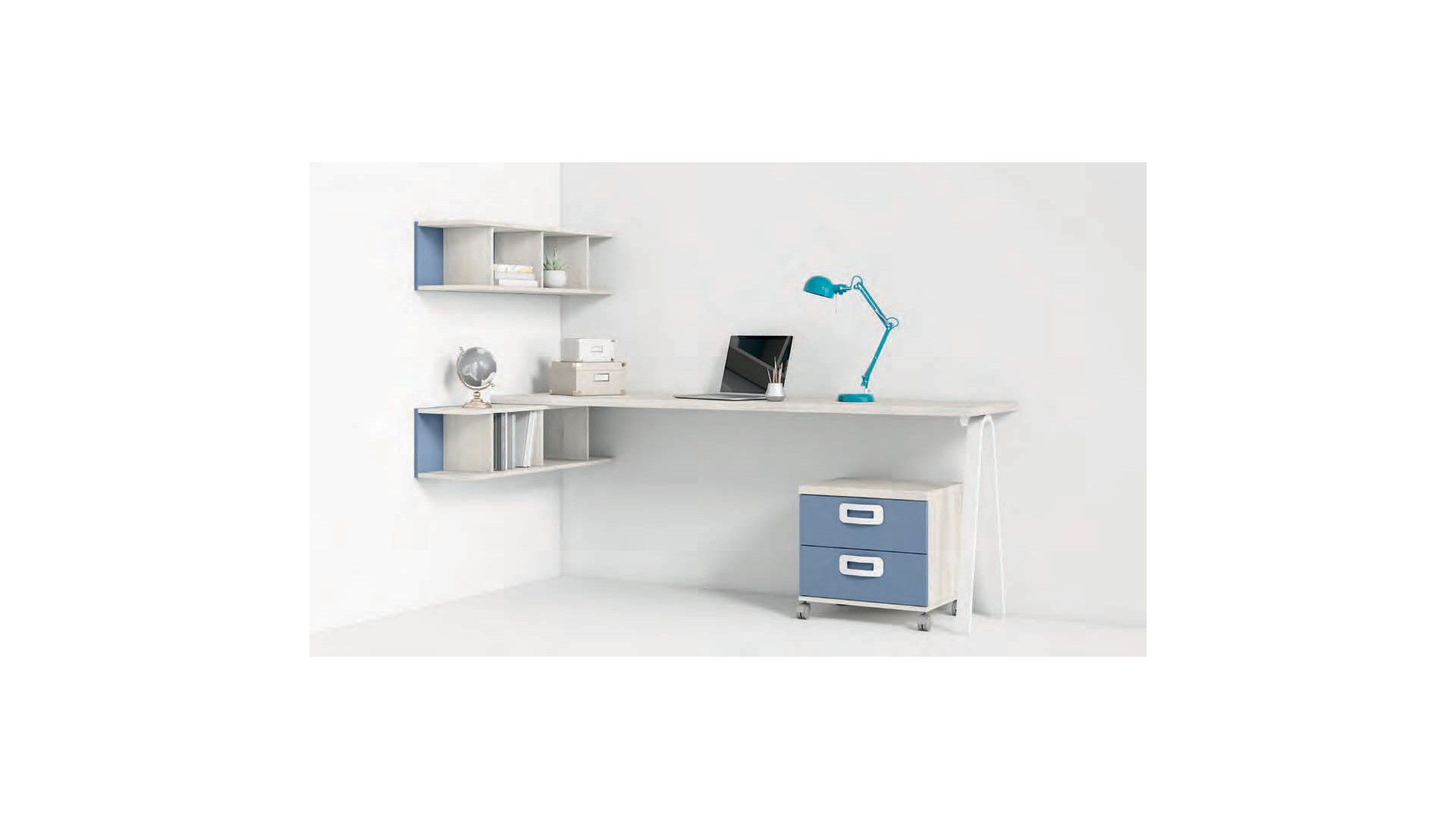 Bureau de 202 cm avec bas 4 tiroirs Z05 - EXOJO