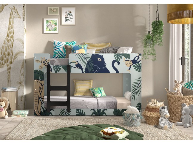 Lits superposés enfant TOKYO JUNGLE couchage 90x200 cm - SONUIT