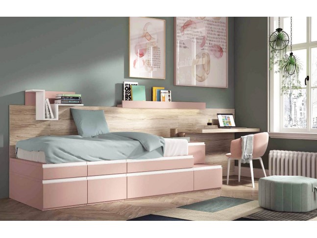 Chambre enfant avec lit composé de multiples coffres F152 - GLICERIO EVOLUTION