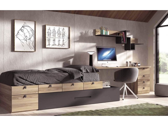 Chambre ado avec lit gigogne et bureau F153 - GLICERIO EVOLUTION