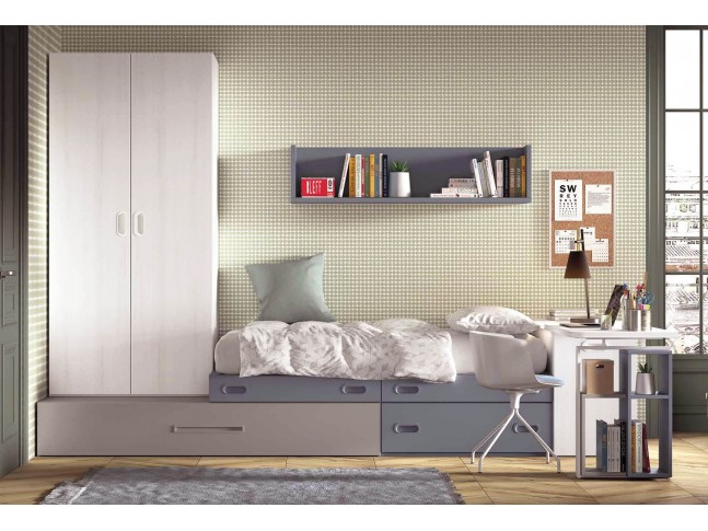 Chambre ado avec bureau perpendiculaire F154 - GLICERIO EVOLUTION