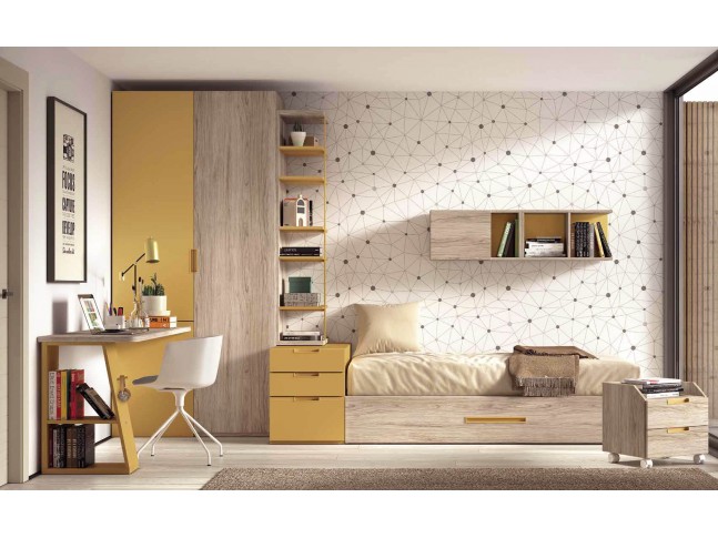 Chambre ado bicolore avec lit gigogne F155 - GLICERIO EVOLUTION