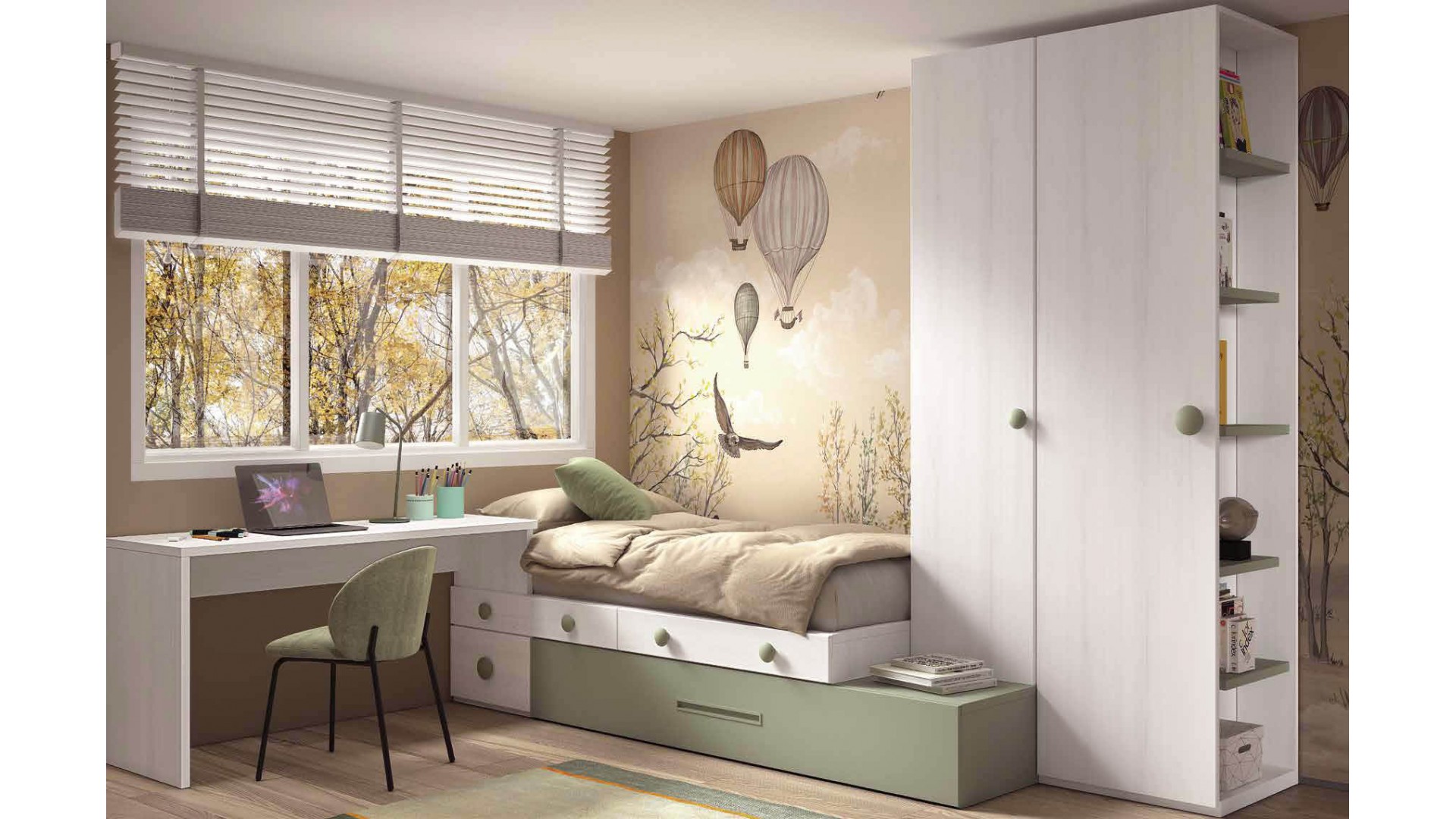 Chambre enfant avec lit gigogne F113 - GLICERIO EVOLUTION