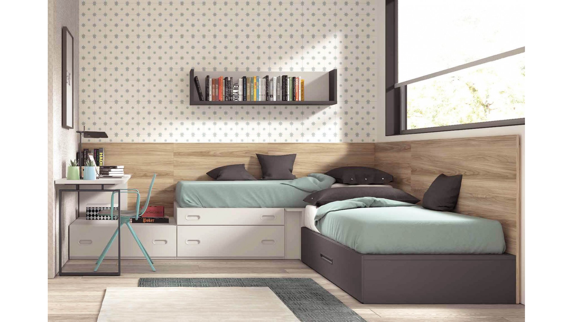 Chambre enfant avec lit gigogne F113 - GLICERIO EVOLUTION