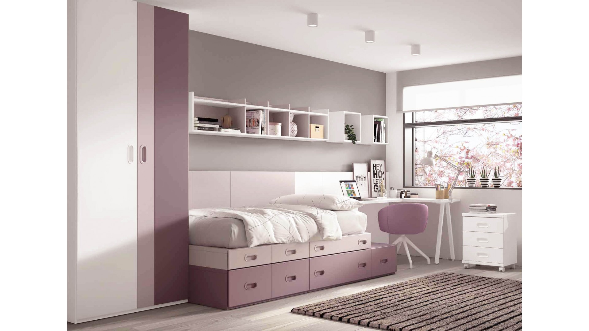 Chambre enfant avec lit gigogne F113 - GLICERIO EVOLUTION