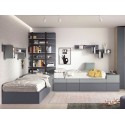 Chambre ado bicolore avec coffres empilables F161 - GLICERIO EVOLUTION