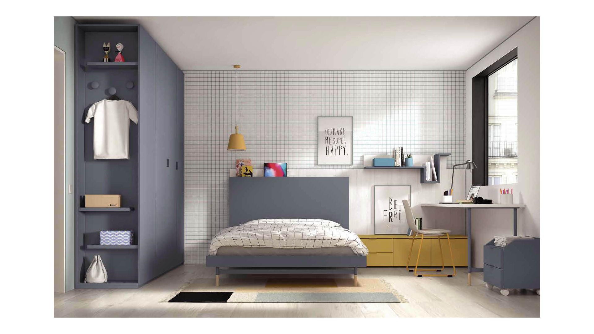 Chambre enfant avec lit gigogne F113 - GLICERIO EVOLUTION