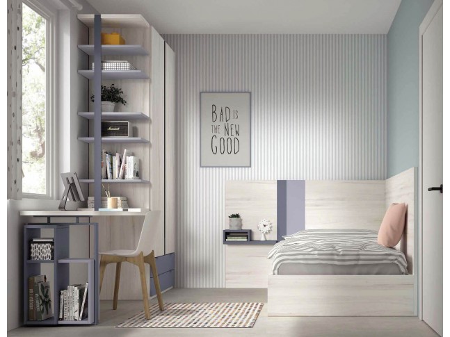 Chambre enfant avec lit et tête de lit en angle F303 - GLICERIO EVOLUTION