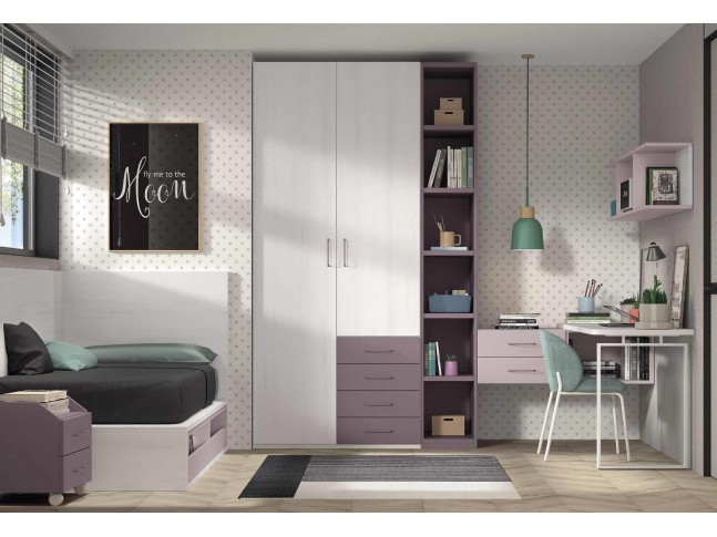 Chambre enfant fille avec bureau d'angle F307 - GLICERIO EVOLUTION