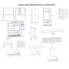 Chambre ado avec lit escamotable avec porte coulissante F252 - GLICERIO EVOLUTION