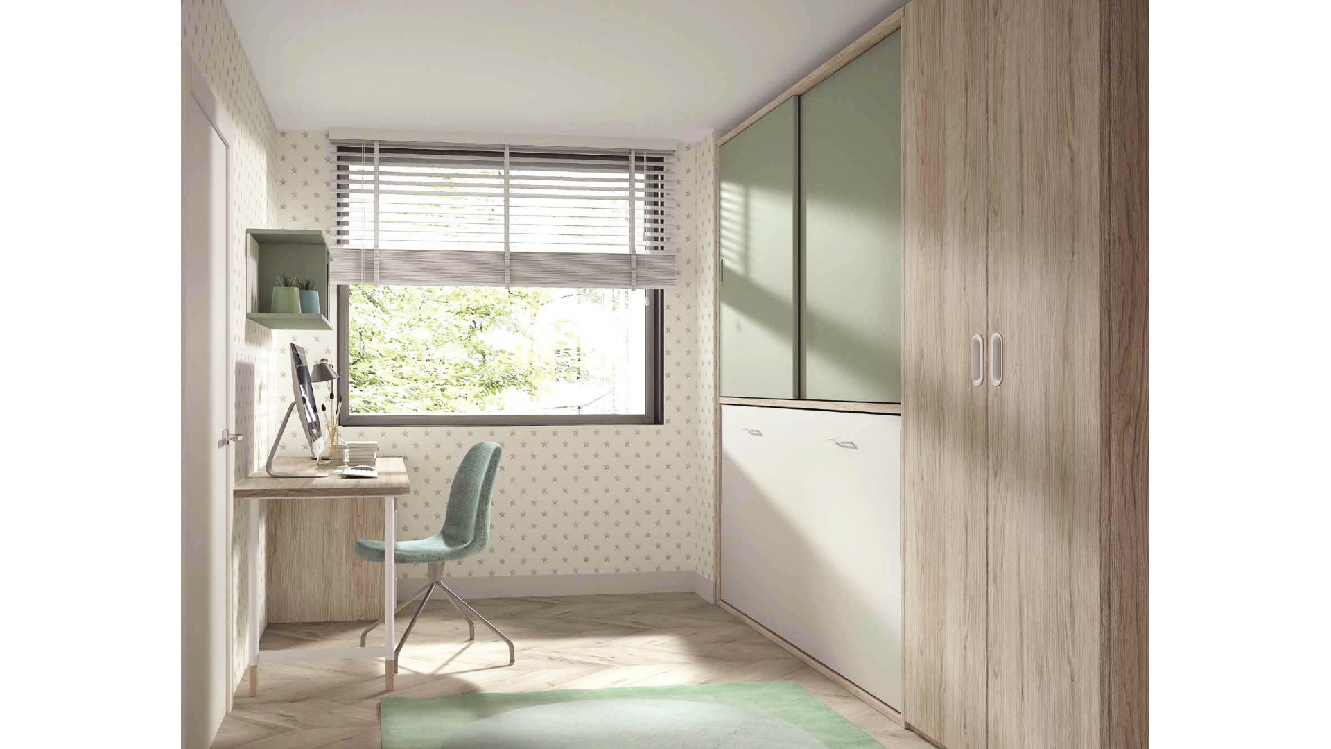 Chambre ado avec lit escamotable avec porte coulissante F252 - GLICERIO EVOLUTION