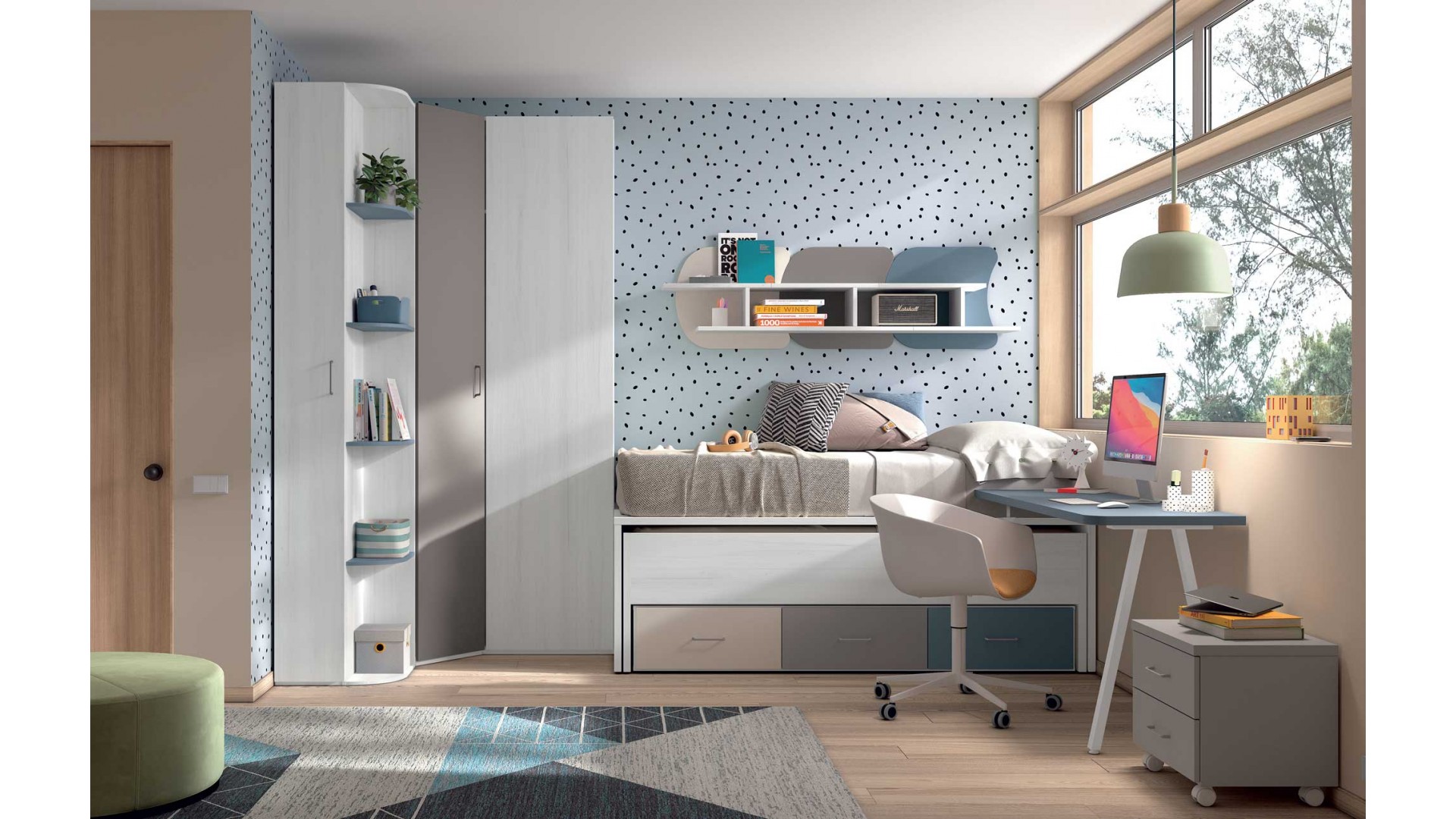 Chambre enfant avec bureau W008 - GLICERIO