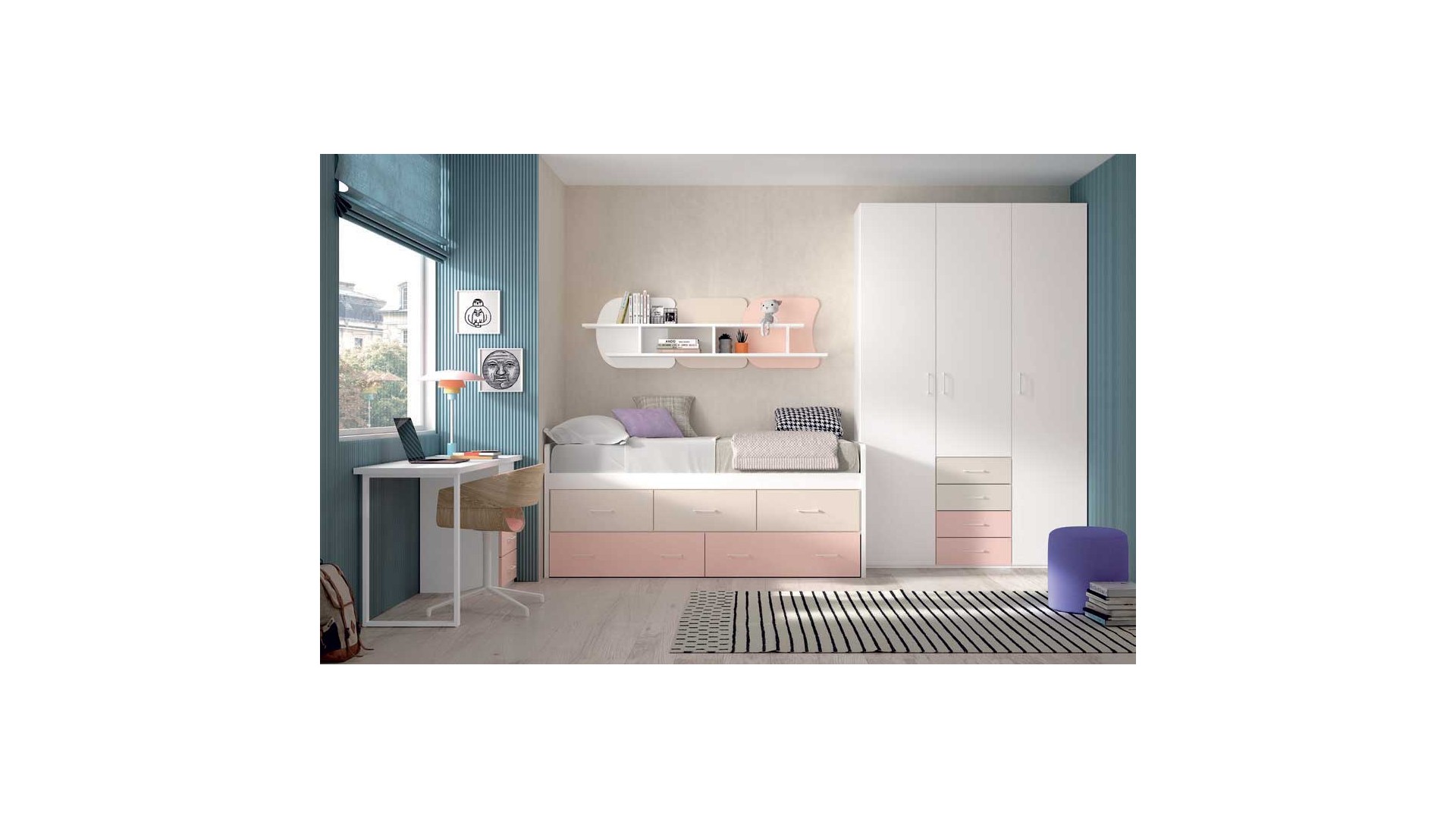 Chambre enfant avec bureau W010 - GLICERIO