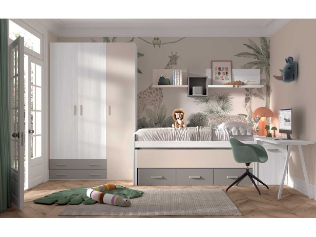 Chambre enfant avec lit gigogne W012 - GLICERIO