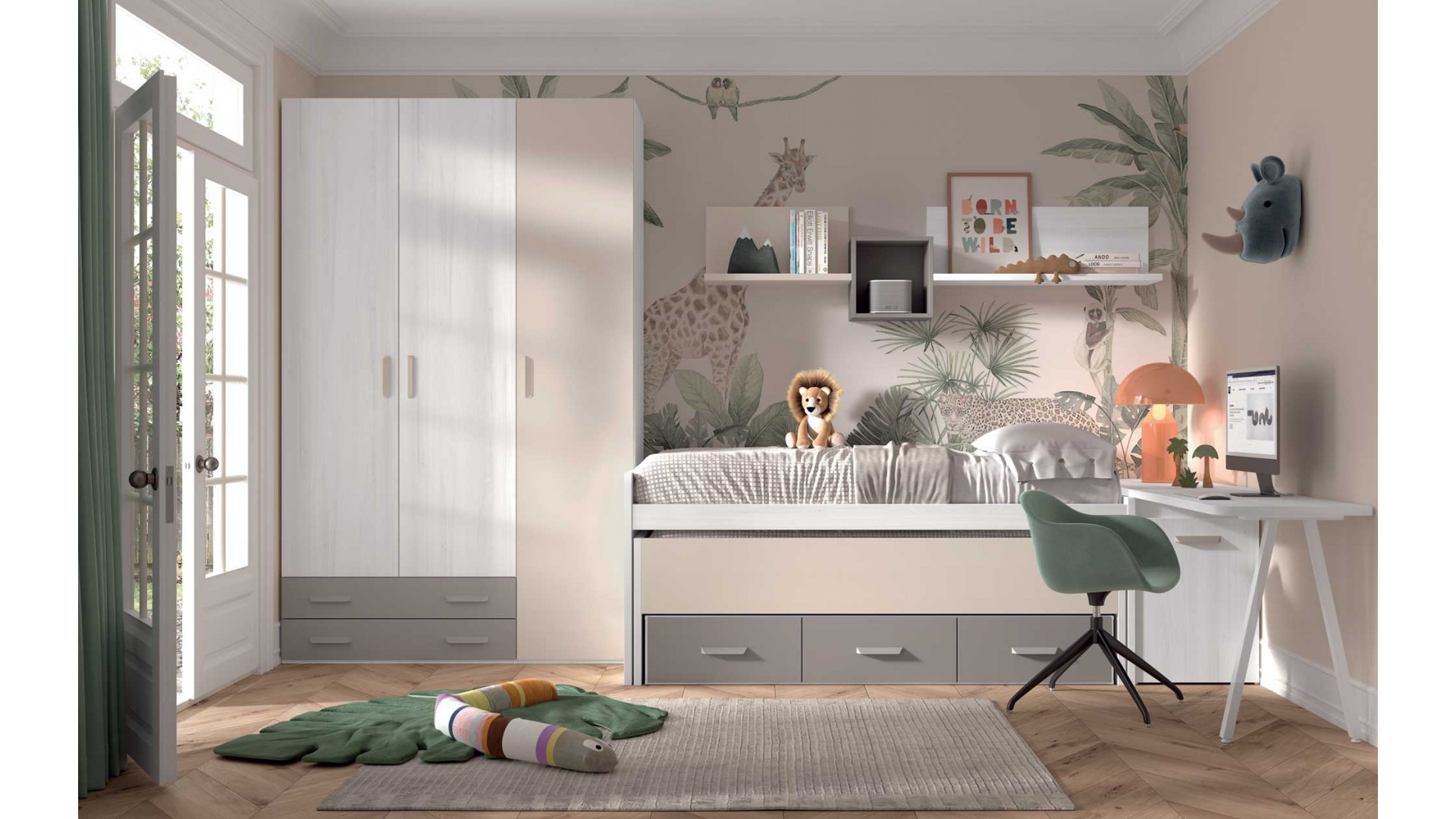 Chambre enfant avec lit gigogne W012 - GLICERIO