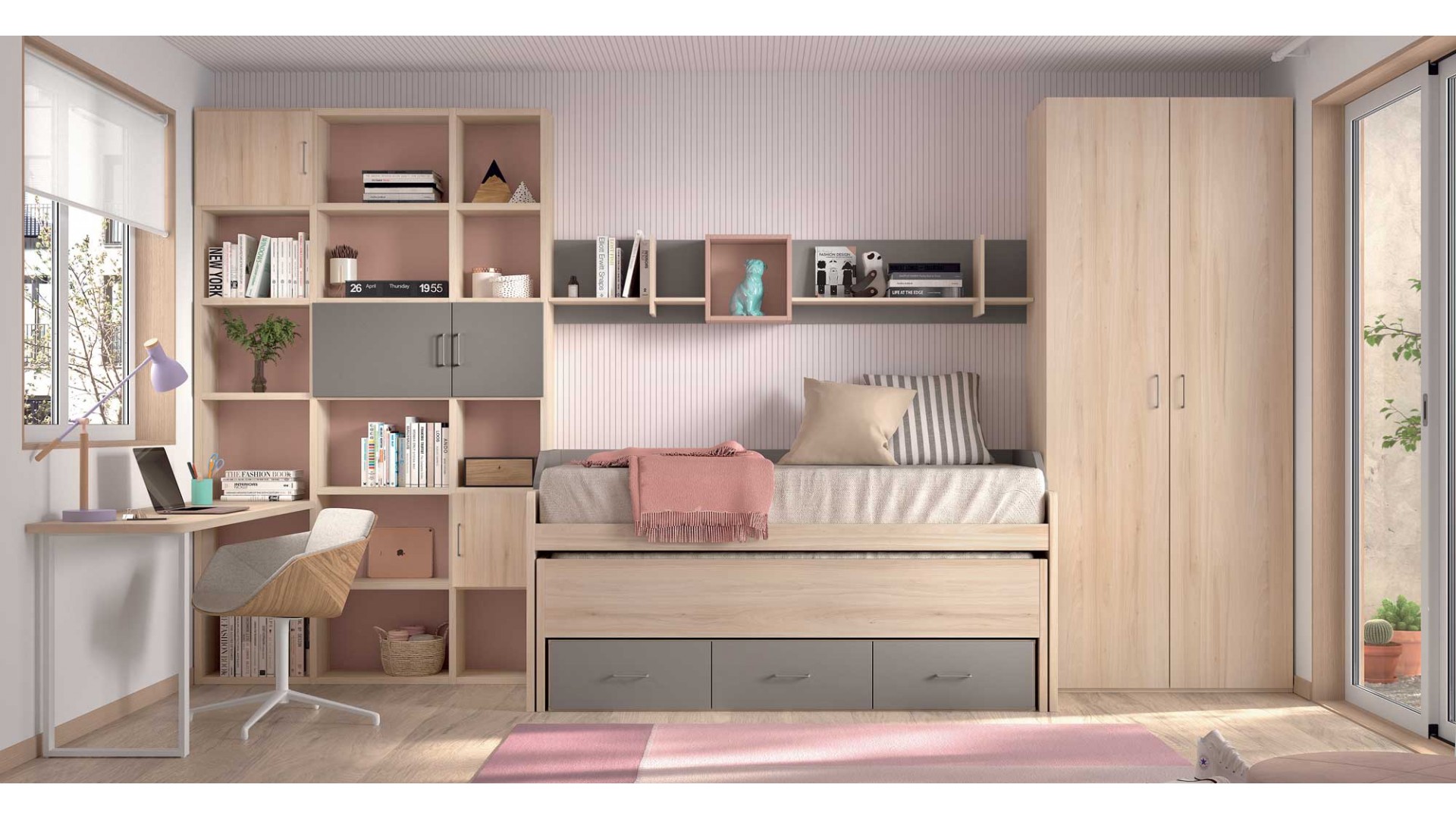 Chambre enfant avec lit gigogne W015 - GLICERIO