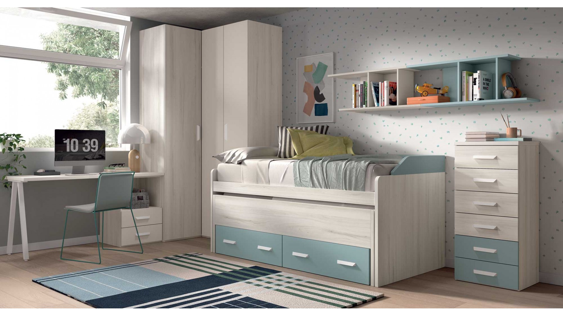 Chambre enfant avec lit gigogne W016 - GLICERIO