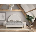 Lit double LUNE couchage 140x200 cm BLANC bouclé- SONUIT