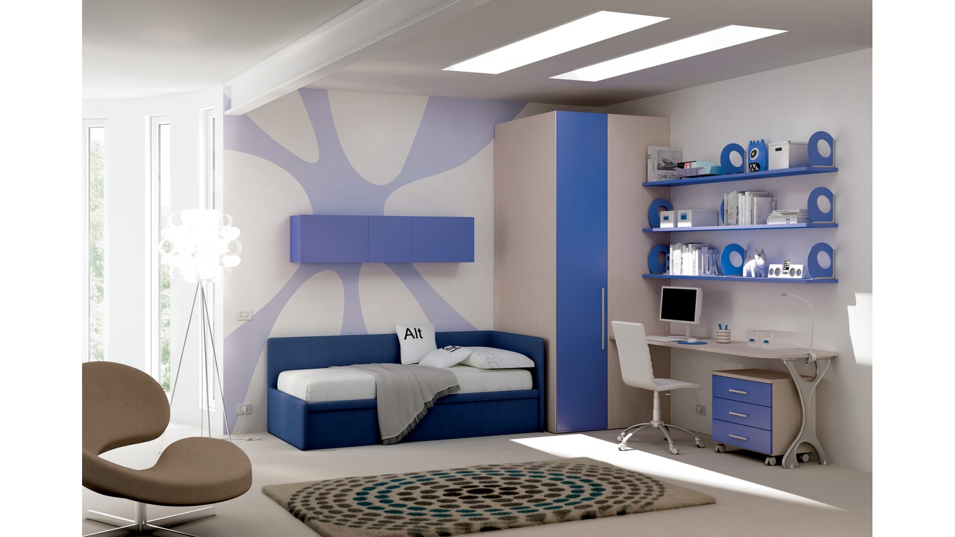Chambre enfant PERSONNALISABLE KC13 lit canapé et lit gigogne - MORETTI COMPACT