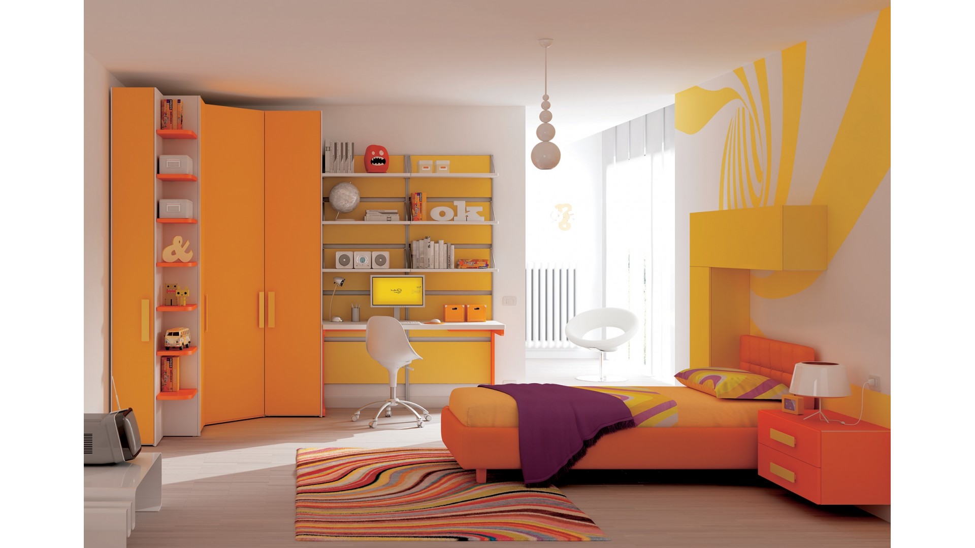 Chambre enfant PERSONNALISABLE KC15 avec lit coffre - MORETTI COMPACT