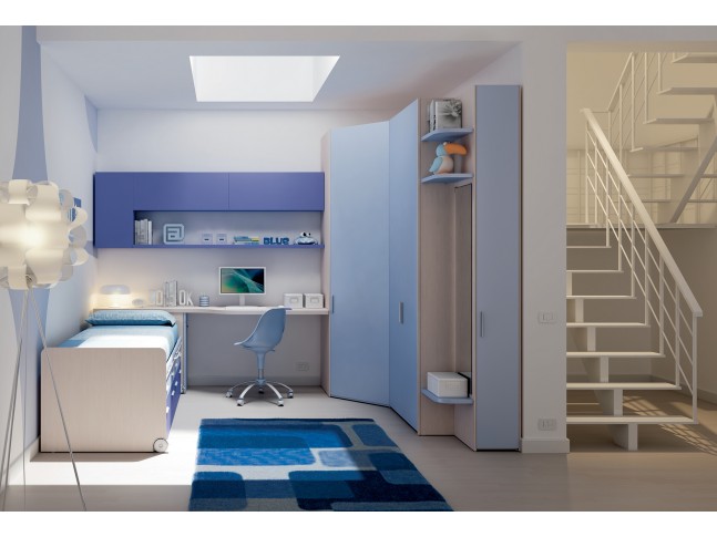 Chambre enfant PERSONNALISABLE KC20 avec lit surélevé à tiroirs - MORETTI COMPACT