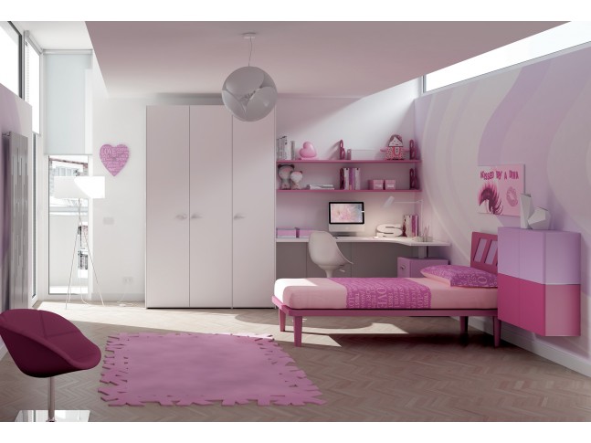 Chambre enfant PERSONNALISABLE KC29 avec lit simple - MORETTI COMPACT