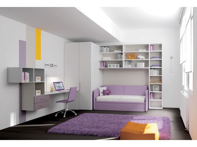 Chambre enfant PERSONNALISABLE KP21 lit canapé et lit gigogne - MORETTI COMPACT